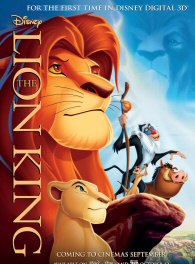 One of the most popular Disney animated musicals, The Lion King presents the story of a lion cub's journey to adulthood and acceptance of his royal destiny. Simba (voiced first by Jonathan Taylor Thomas, then by Matthew Broderick) begins life as an honoured prince, the son of the powerful King Mufasa (voiced by James Earl Jones). The cub's happy childhood turns tragic when his evil uncle, Scar (voiced by Jeremy Irons), murders Mufasa and drives Simba away from the kingdom. In exile, the young lion befriends the comically bumbling pair of Pumbaa the warthog (voiced by Ernie Sabella) and Timon the meerkat (voiced by Nathan Lane), he and lives a carefree jungle life. As he approaches adulthood, however, he is visited by the spirit of his father, who instructs him to defeat the nefarious Scar and reclaim his rightful throne. Borrowing elements from Hamlet, classical mythology, and African folk tales, The Lion King tells its mythic coming-of-age tale with a combination of spectacular visuals and lively music, featuring light, rhythmic songs by Elton John and Tim Rice, and a score by Hans Zimmer. Embraced by children and adults alike, the film was re-released in the 3D format in 2002.